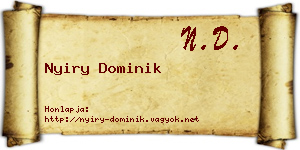 Nyiry Dominik névjegykártya